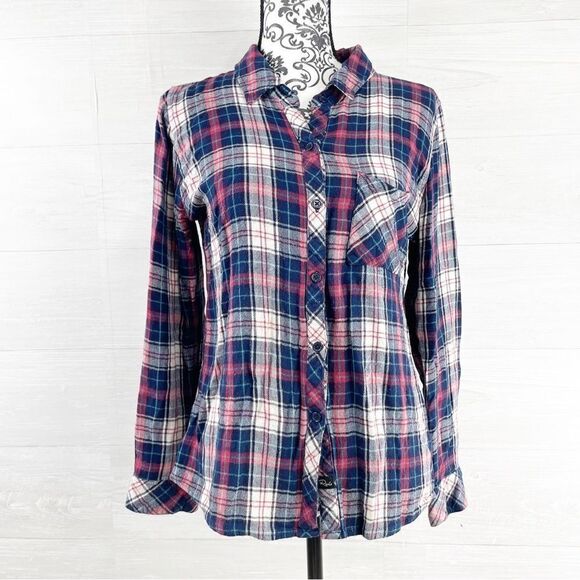 Rails Red Blue Maddox Plaid Flannel Button Down Top - Picture 3 of 11